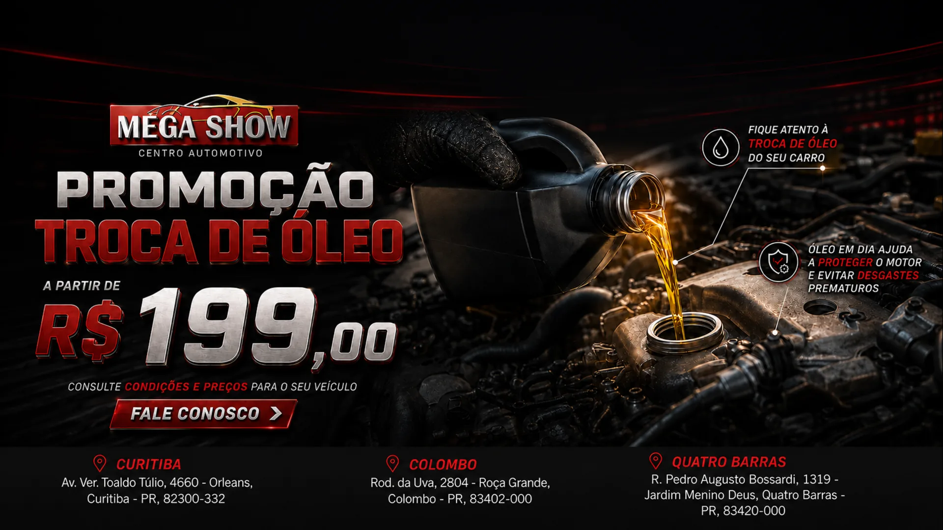 Promoção Troca de Óleo + Filtro