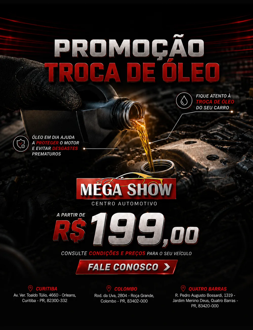Promoção Troca de Óleo + Filtro