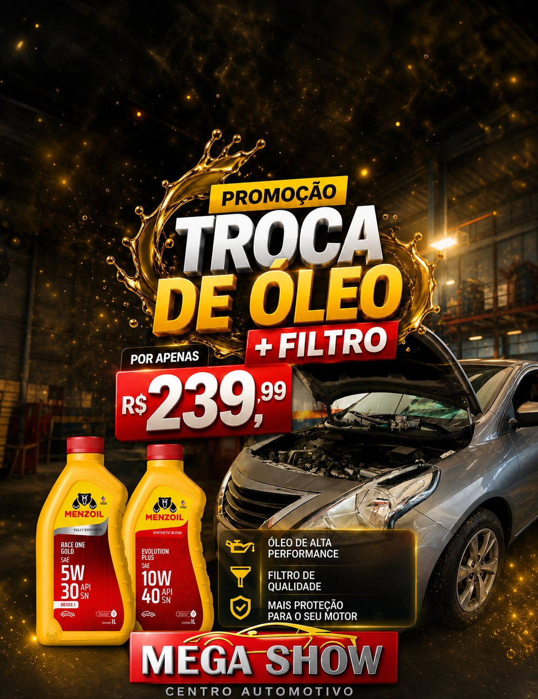 Promoção Troca de Óleo + Filtro